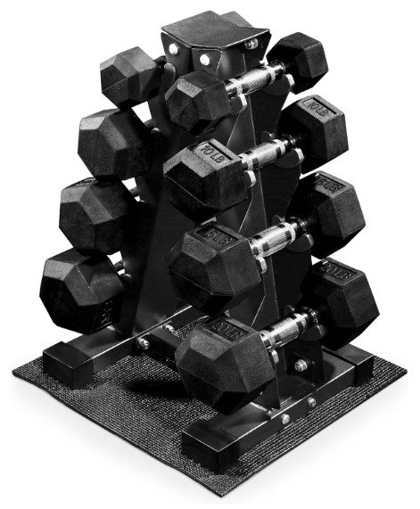 BalanceFrom Rubber Coated Dumbbell Sets with Rack