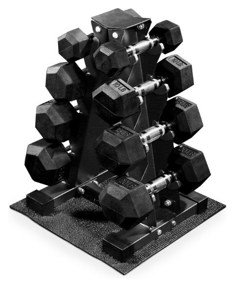 BalanceFrom Rubber Coated Hex Dumbbell