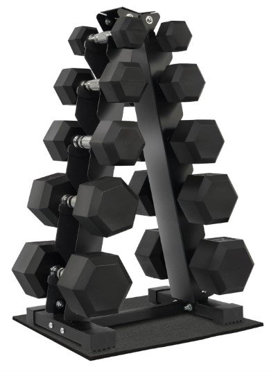 Fitvids Hex Dumbbell Set with Storage Rack