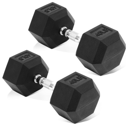 Fitvids Hex Dumbbells Rubber Coated Hand Weights