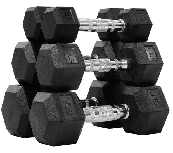 Fitvids Rubber Encased Hex Dumbbell for Arms Toning
