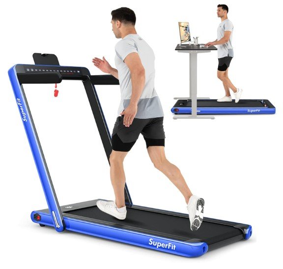 Goplus 2 in 1 Folding Treadmill with Dual Display