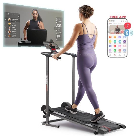 Sunny Health & Fitness Non-Electric Fixed Incline Treadmill