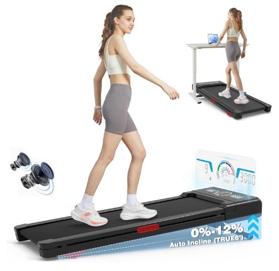 TRAILVIBER Walking Pad Treadmill with Auto Incline