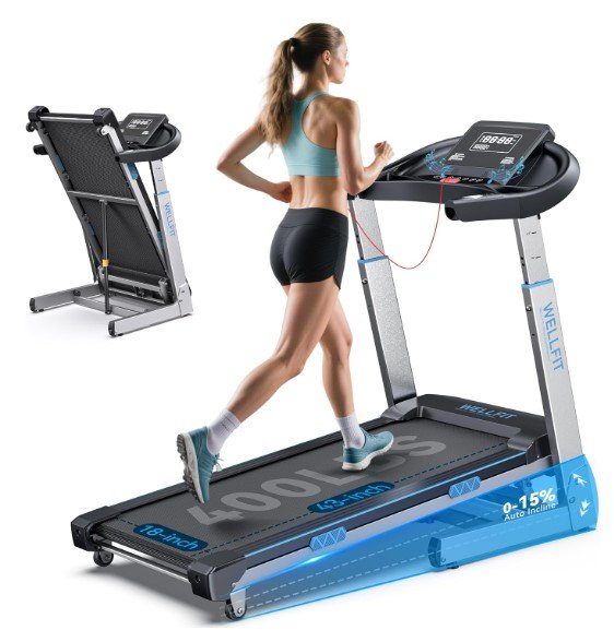 WELLFIT Treadmill with 15% Auto Incline