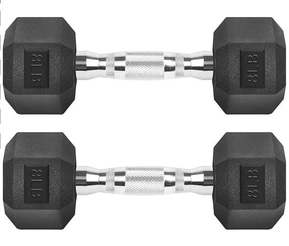 Zoomster Rubber Coated Cast Iron Hex Dumbbell