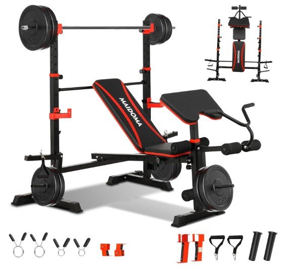 MAIDOMA Olympic Weight Bench Set with Leg Extension
