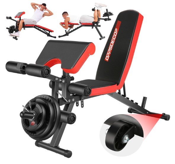 OPPSDECOR Adjustable Weight Bench with Leg Extension