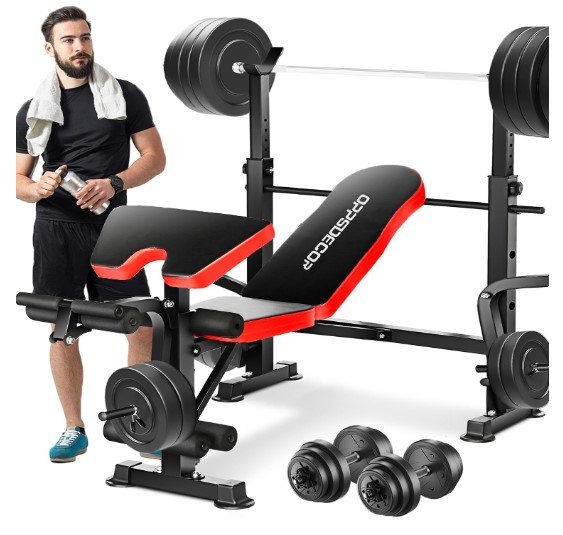OPPSDECOR Weight Bench with Leg Extension and Leg Curl