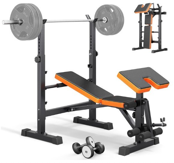 OUNUO Adjustable Workout Bench & Squat Rack