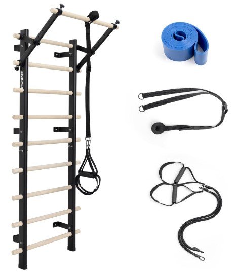 RIOWLAU Swedish Ladder & Wood Stall Bar