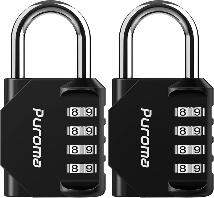 Puroma 4-Digit Waterproof Combination Padlock for Outdoor, Gym, and Sc