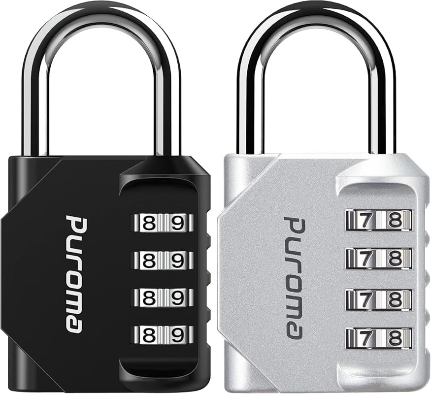 Puroma 4-Digit Waterproof Padlock for Outdoor and Gym Lockers – 2-Pack
