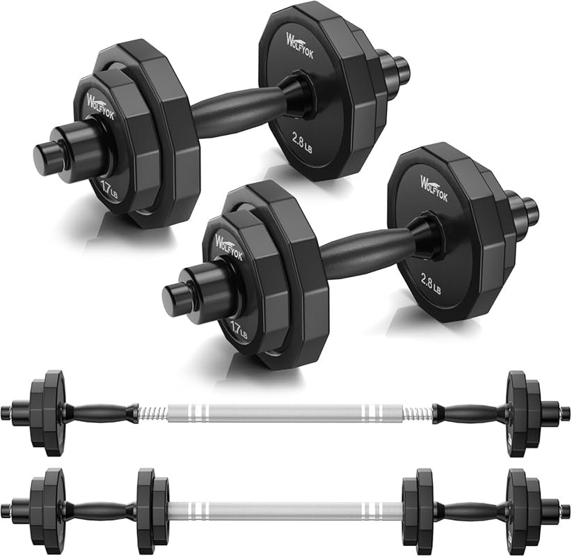 KISS GOLD Adjustable Dumbbell Sets 22-88lbs with Solid Steel, Barbell 