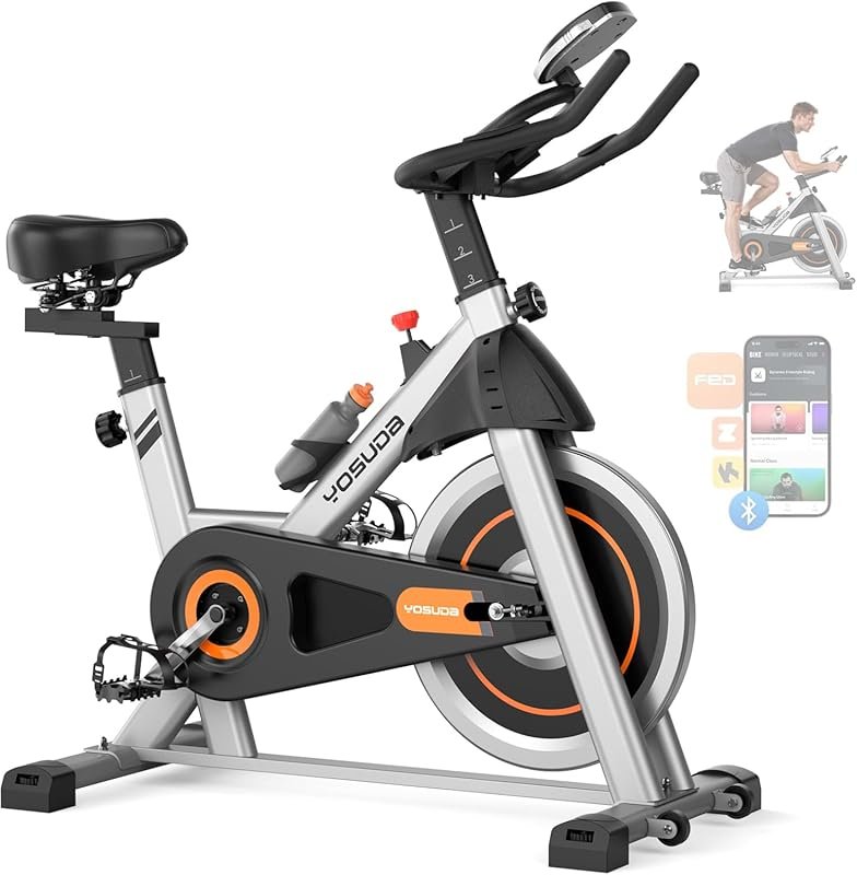 YOSUDA Magnetic Exercise Bike with App, 300 lb Capacity, Low Noise, Ta