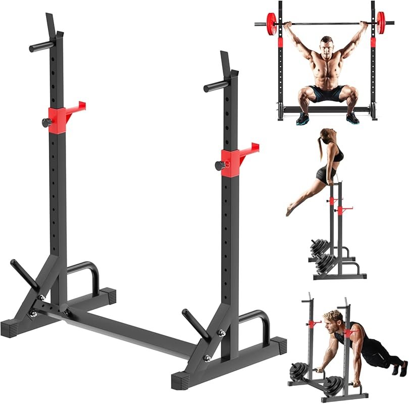 FONBEAR Adjustable Squat Rack with 550Lbs Max Load for Home Gym Barbel