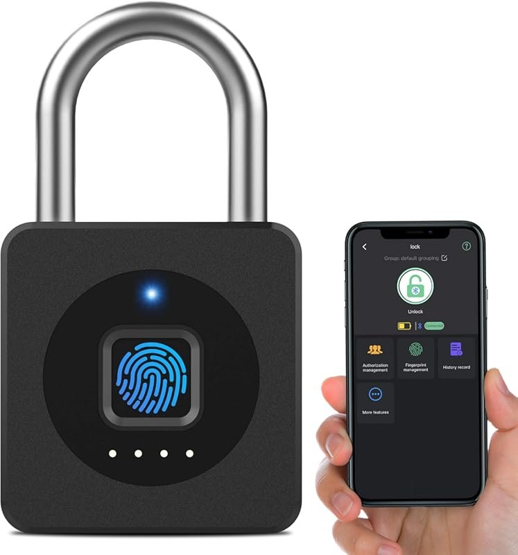 eLinkSmart Biometric Fingerprint Padlock – Keyless Smart Lock with Blu