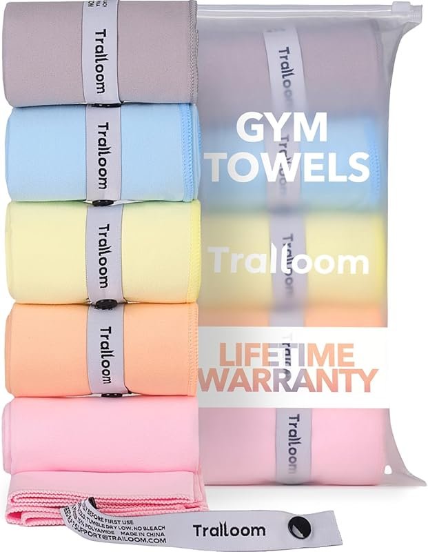 Microfiber Workout Towels Set of 5 – Quick Dry, Odor-Free, Absorbent f