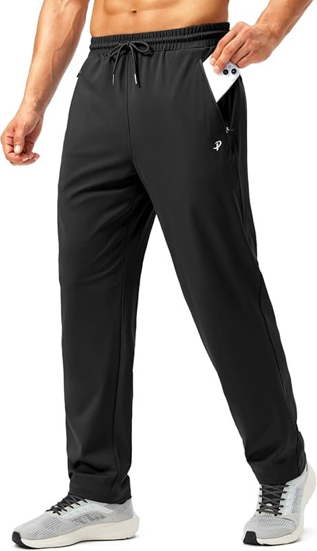 Pudolla Men's Lightweight Athletic Joggers with Zipper Pockets for Run