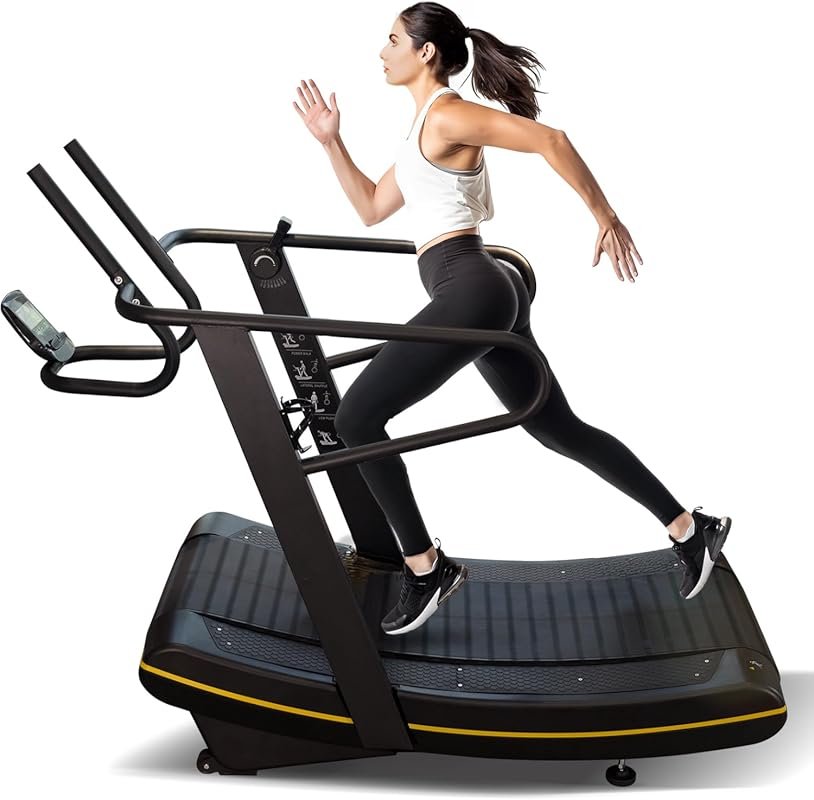 Manual Curved Treadmill with 8-Level Resistance & LCD Display for Home