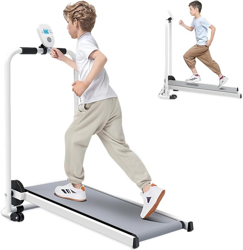 Foldable Kids Treadmill for Ages 3-15 with LED Display, Self-Propelled