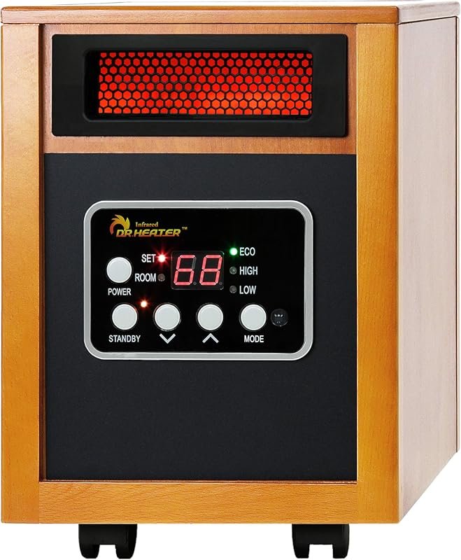 Dr Infrared 1500W Portable Space Heater with Remote Control, Cherry Fi
