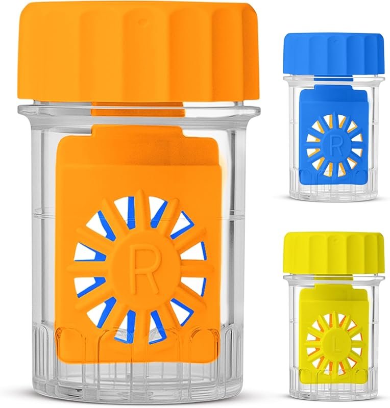 3-Pack Colorful Contact Lens Barrel Cases with Cleaner, Lightweight Le