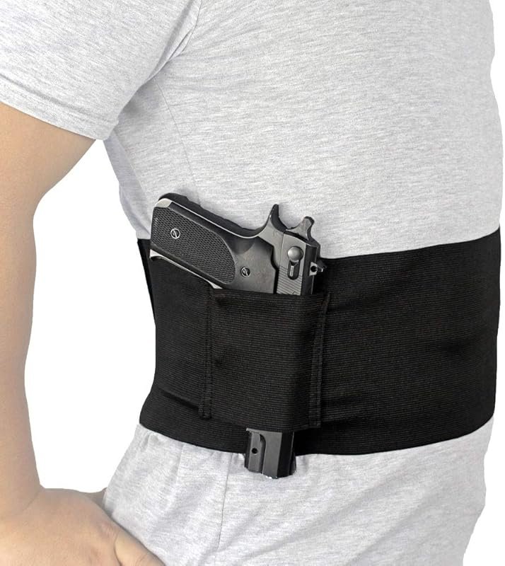 Elastic Belly Band Holster with 2 Magazine Pouches