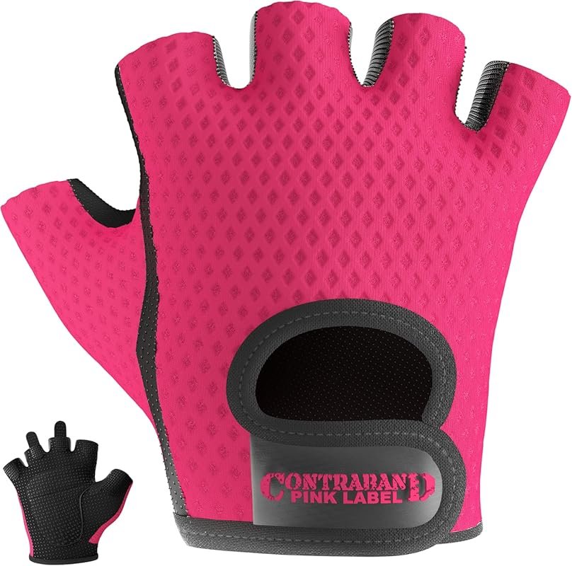 Contraband Pink Label Diamond Mesh Low Sweat Workout Gloves with Grip-