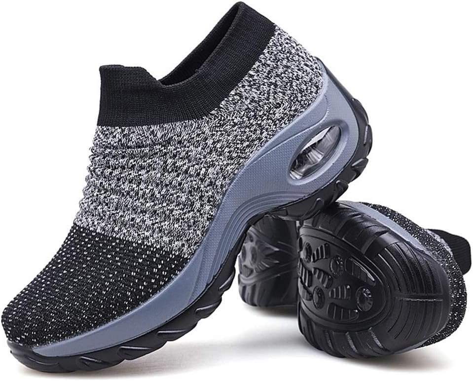 Women's Mesh Slip-On Walking Shoes with Air Cushion, Platform Sole & M