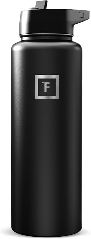 40 oz Midnight Black Insulated Stainless Steel Water Bottle with Straw