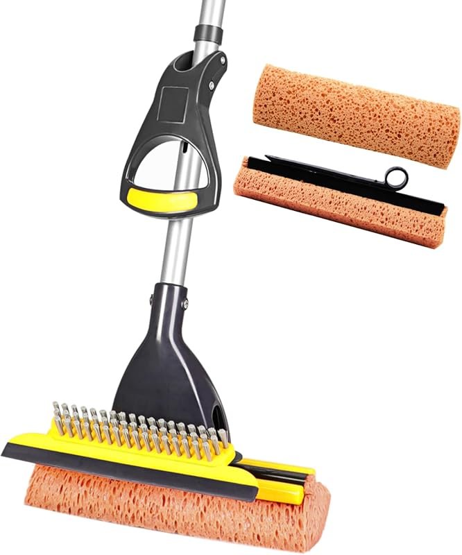 Yocada Sponge Mop with 2 Replaceable Heads and Adjustable Handle for T