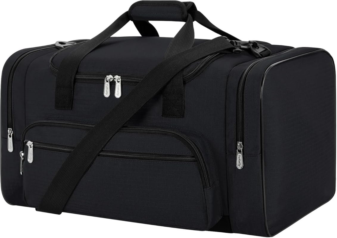 20-Inch Black Sports Duffel Bag for Gym and Travel