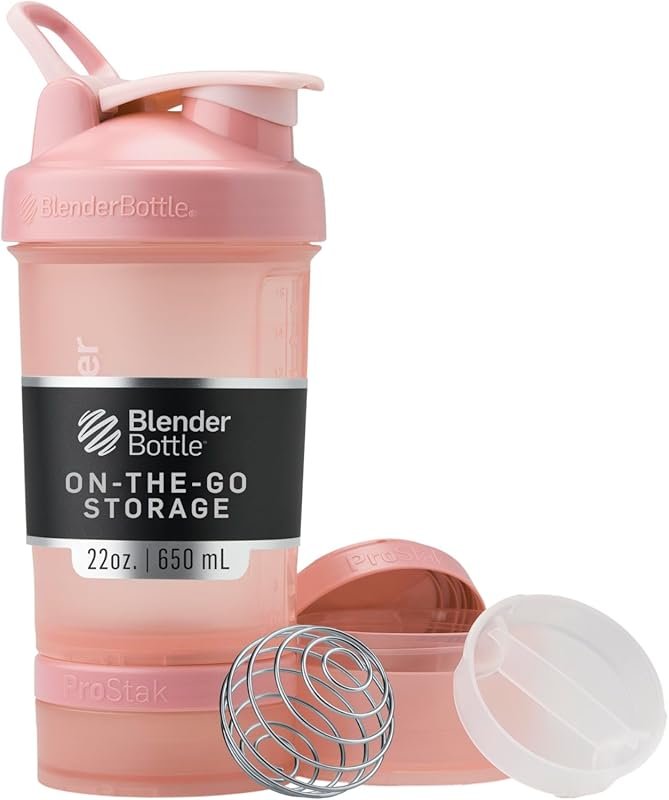 BlenderBottle ProStak V2 22-Ounce Shaker with Pill Organizer and Prote