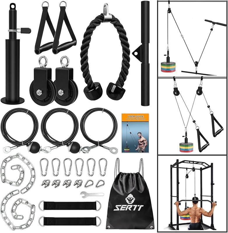 SERTT Upgraded Cable Pulley System for LAT Pulldown, Biceps Curl & Tri