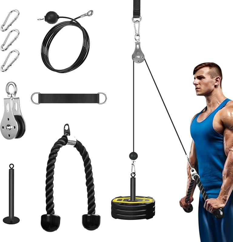Home Gym Cable Pulley System for LAT Pulldown, Biceps Curl & Tricep Ro