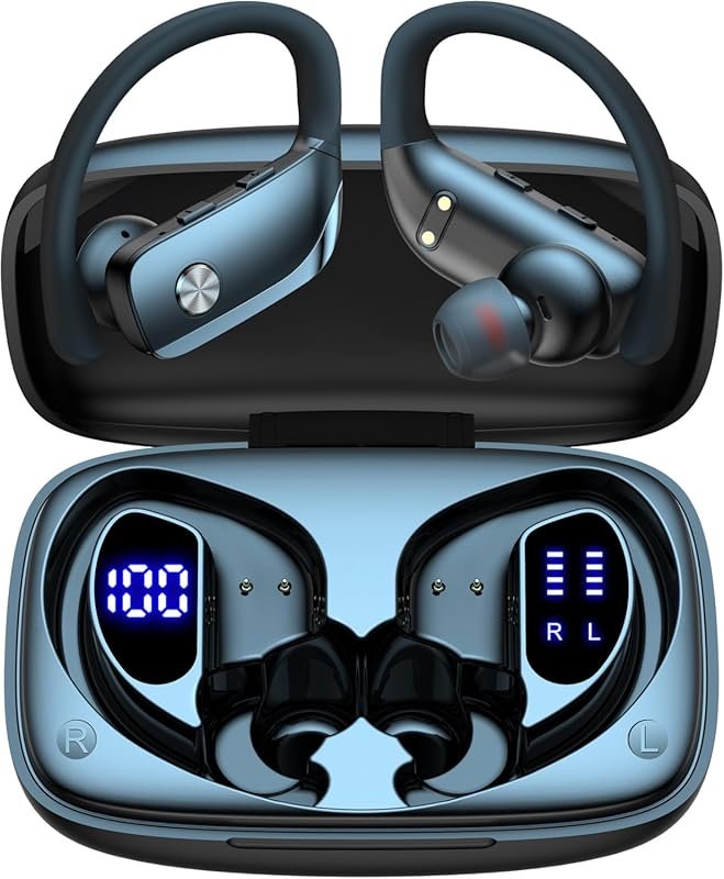 bmani Wireless Earbuds with 80H Playtime, LED Display Case, Over-Ear H