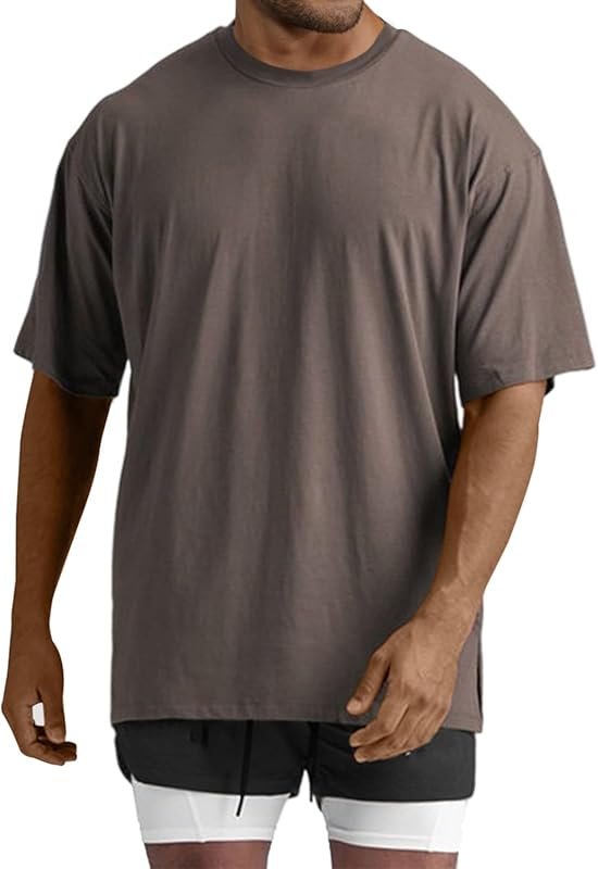 Men's Lightweight Quick Dry Oversized Workout T-Shirt, Loose Fit Athle