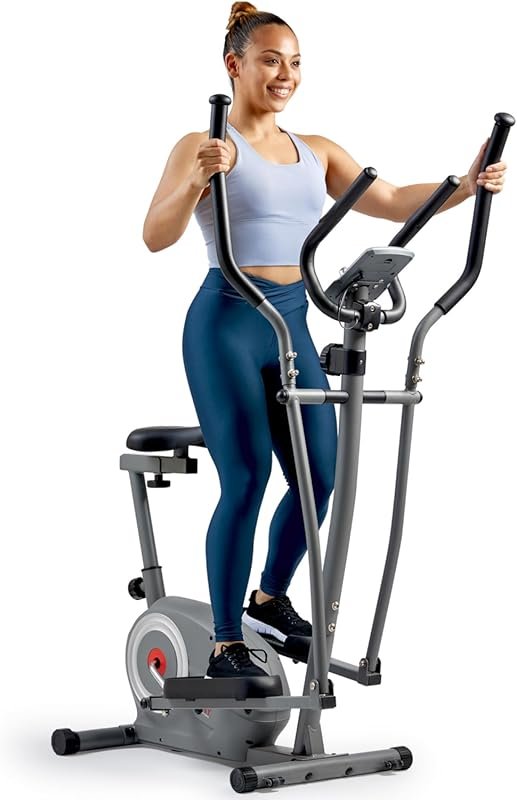 Sunny Health & Fitness Elliptical Bike Cross Trainer with Bluetooth Ap