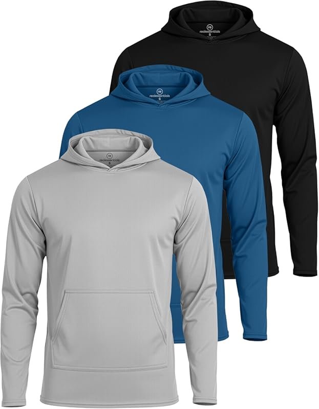 Real Essentials 3 Pack Lightweight Mesh Hoodies for Men – Big & Tall L
