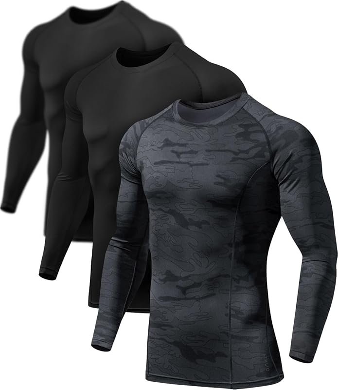 ATHLIO Men's UPF 50+ Long Sleeve Compression Rash Guard for Water Spor