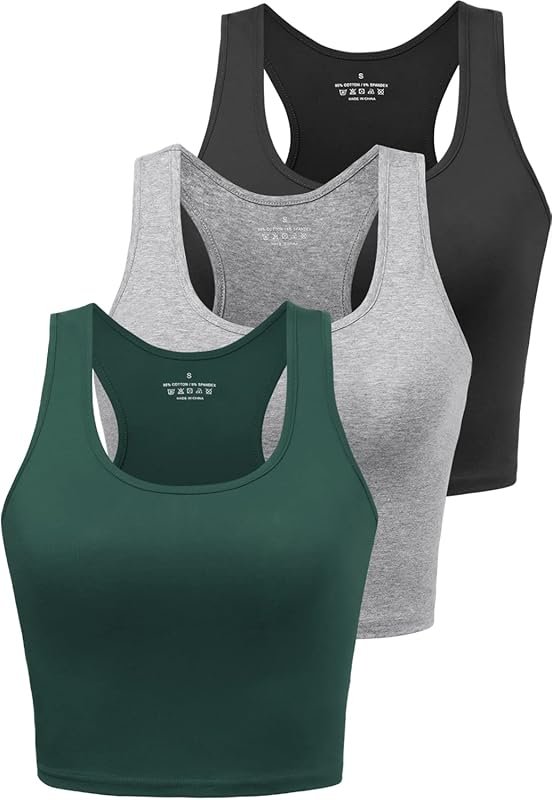 Porvike 3-Pack Cotton Cropped Racerback Tank Tops for Women – Sleevele