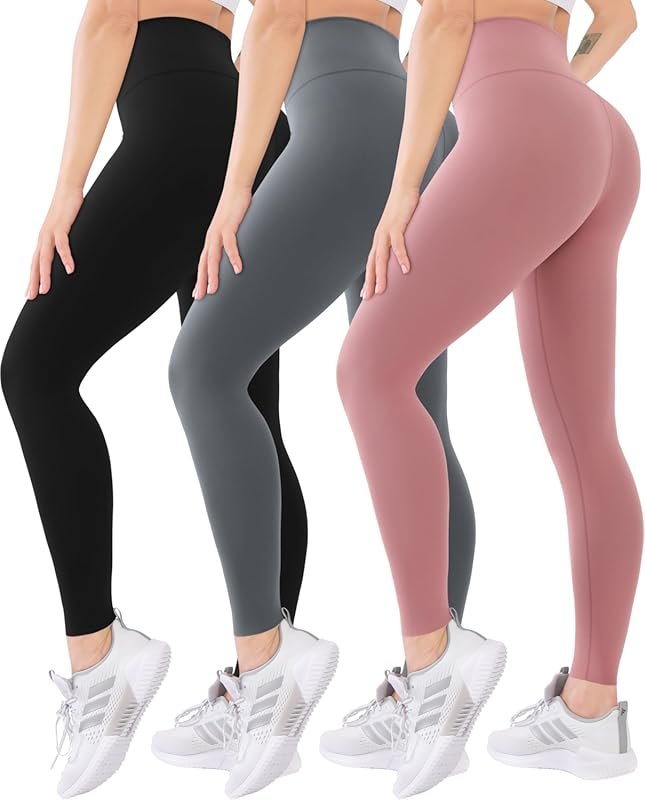 Blisset 3-Pack High Waisted Leggings with Pockets for Women – Soft, Tu
