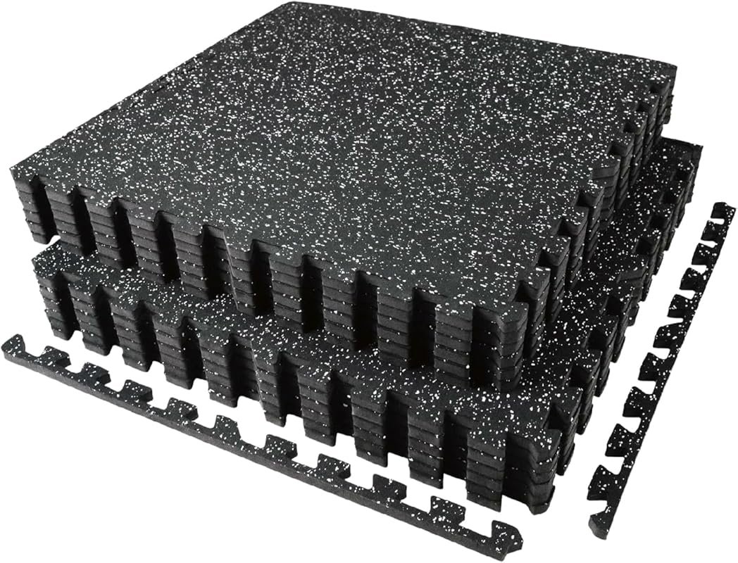 AIRHOP 0.56in Thick 48 Sq Ft High-Density EVA Foam Gym Mats with Rubber Top