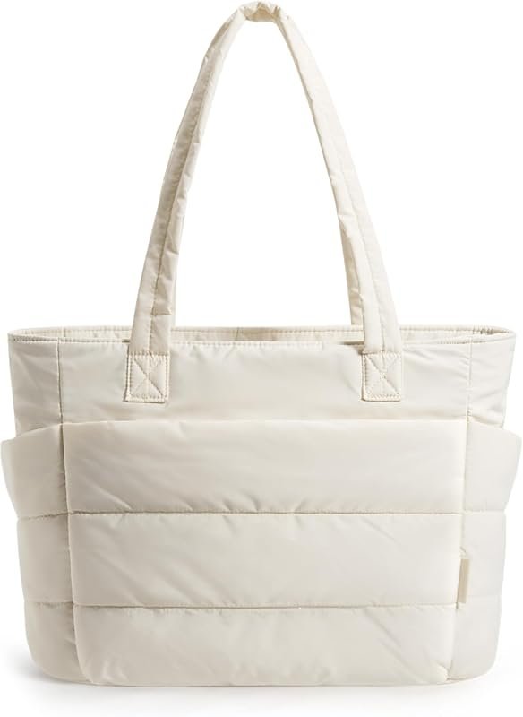 Lightweight Puffy Quilted Tote Bag for Women with Compartments for Tra