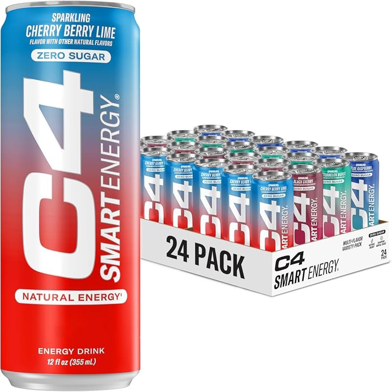 C4 Smart Energy Drinks Variety Pack – Sugar-Free Nootropic Boost, 24-P