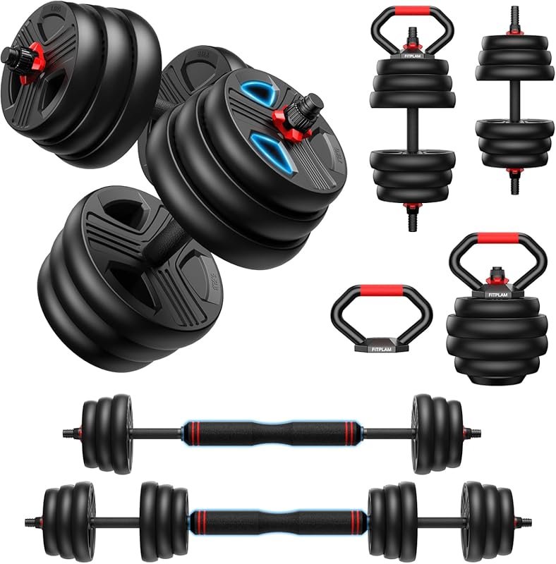 5-in-1 Adjustable Dumbbell Set 20-90lbs – Free Weights for Barbell, Kettlebell