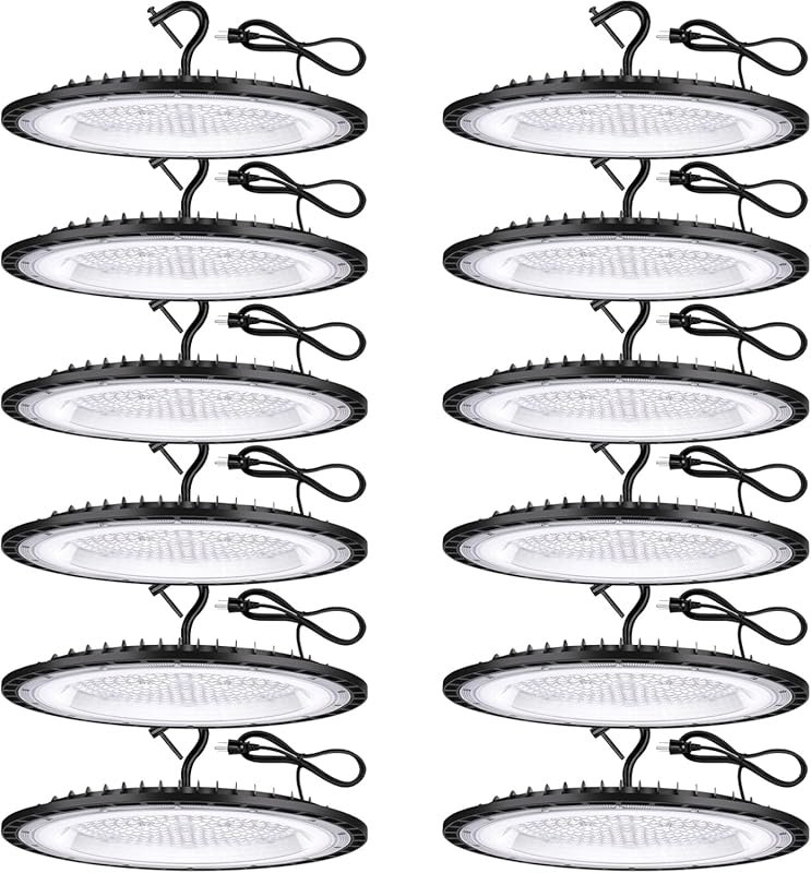 12-Pack 200W UFO LED High Bay Lights, IP66 Waterproof, 90800LM 5000K, 