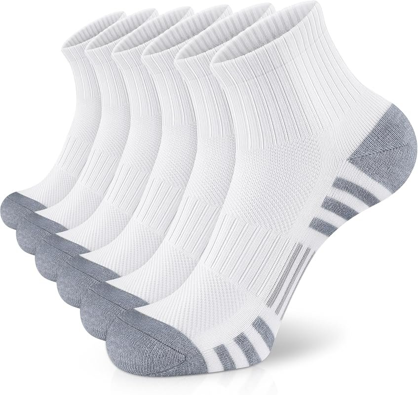 Airacker Cushioned Quarter Ankle Socks for Running – 6 Pairs, Breathab
