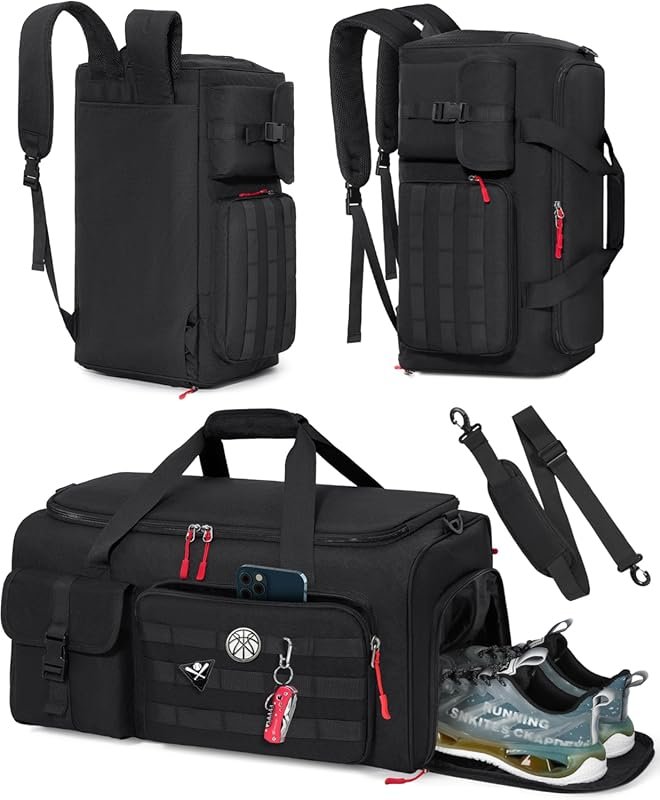 45L Gym Duffel Bag for Men with Shoe & Laptop Compartments, Travel Wee